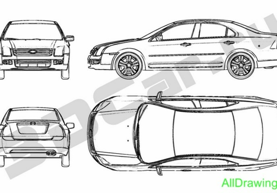 Ford Fusion (Форд Фьюжен) - чертежи (рисунки) автомобиля
